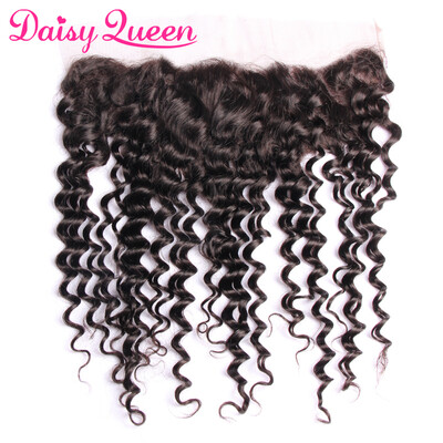 

Pre-Plucked Deep Wave Lace Frontal Closure 13x4 Peruvian Remy Human Hair Frontal With Baby Hair Natural Line
