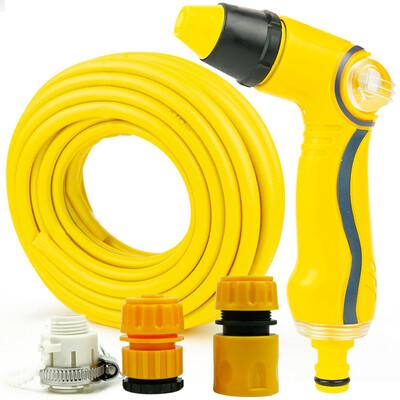 

Car wash water gun home high pressure watering gardening auto supplies adjustable multi-function 20 m water pipe set yellow