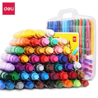 

Deli deli 48 color student thick rod water soluble colorful rod rotating crayon silky oil painting stick 72057