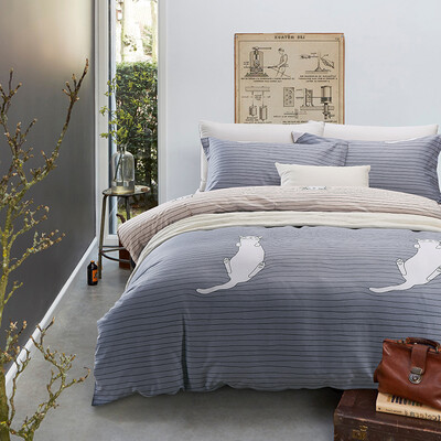 

Byford cotton twill printing three-piece cotton pure quilt bed sheets single 12 135 meters bed lazy cat