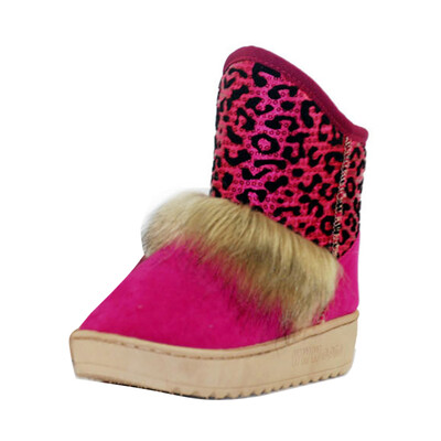

Fashion Women warm Snow Ankle Boot Sequin Fur Leopard Flat Winter Patchwork Shoe