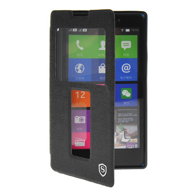 

MOONCASE View Window Leather Side Flip Pouch Stand Shell Back ЧЕХОЛ ДЛЯ Nokia XL Black