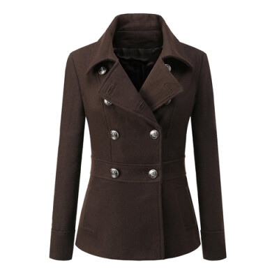 

CT&HF Fashion Winter Women Lapel Double-breasted Woolen Coat
