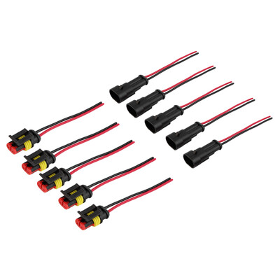 

5 Kit 2 Pin Way Car Waterproof Electrical Connector Plug with Wire AWG Marine