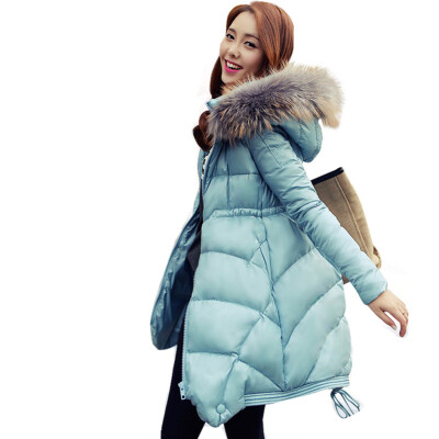 

Women Cloak Fur Collar Winter Outerwear Duck Down over Coat Hooded Thicken Parka