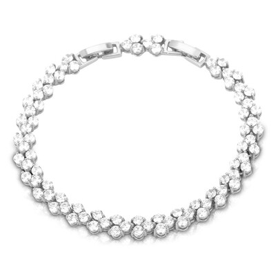 

U7 Luxury Roman Bracelet Trendy Platinum/18K Real Gold Plated Clear AAA Zircon Jewelry 2 Sizes Chain Bracelets Wholesale