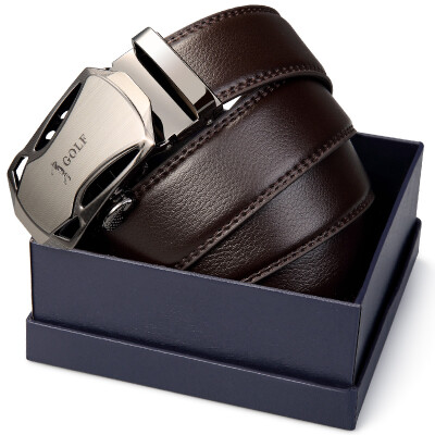 

Golf GOLF Men's Belt Wear-resistant Automatic Buckle Leather Belt Gift Box P584134 Brown