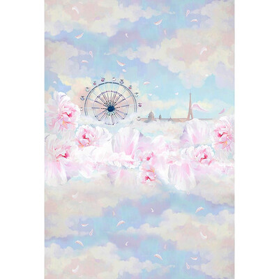 

Cloud Flowers Photo Background 57FT Vinyl Fabric Cloth Digital Printing Photo Studio Backdrop -3111