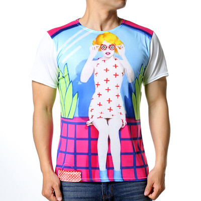 

Mens Summer Beautiful Women Printed Short Sleeve Shirt