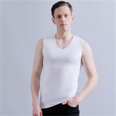 

Mens Seamless Vest Summer Bing Slim Wide Shoulder V-neck Sleeveless Fitness Sports Bottom Suspension
