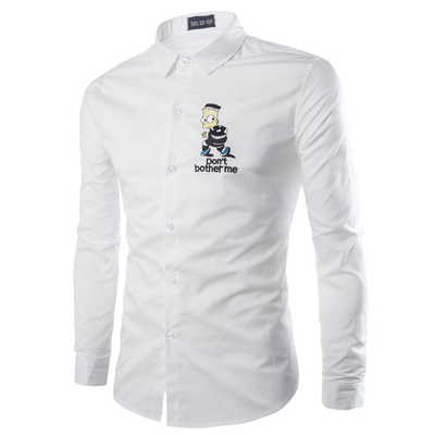 

Zogaa New Korean Men's Shirt Pure Cotton Slim Embroidery