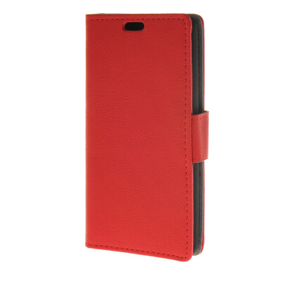 

MOONCASE Simple Leather Flip Wallet Case Card Slot Stand Back Cover for LG Leon H340N Red