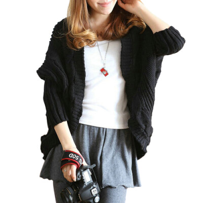 

CT&HF Women Knitting Sweater Coat Loose Bat Sleeves Cardigan