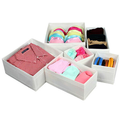

Green odorless underwear storage box door back wardrobe storage hanging bag drawer separation finishing box washable 7 sets of rice white