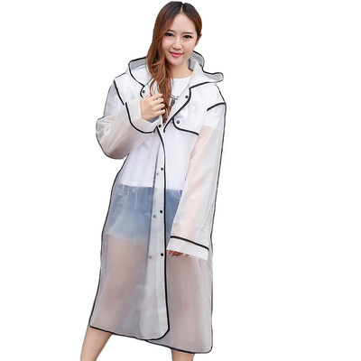

Top Man Town Outdoor EVA Raincoat Mountaineering Hiking Adult Translucent Fashion Raincoat Thicken Non-Disposable Raincoat Men&Women Long Cap with Black Edge L