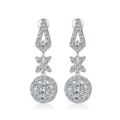 

Aiyaya Pretty Stunning Earrings 10kt White Gold Plated Micro CZ Snowflake Titoni Flower Hollow Drop Earrings