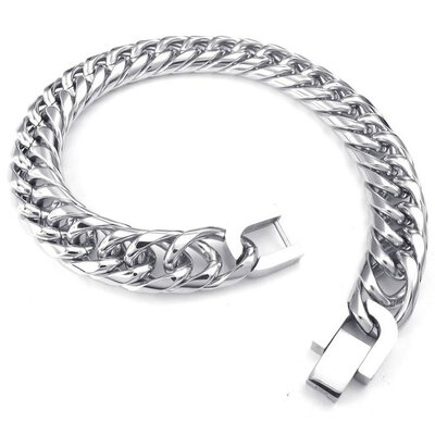

Hpolw Mens Stainless Steel Bracelet Link Chain Silver