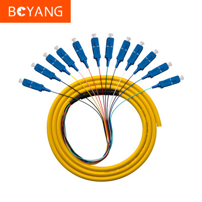 

BOYANG BY-ST12 Telecom-grade fiber optic jumper 15 meters 12 core ST bundle pigtail single mode ODF fiber frame terminal box wiring