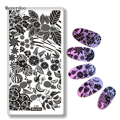 

Mezerdoo Fruit Pineapple Style Nail Stamping Template Летний арбуз Банановый лимонный рисунок Прямоугольник Nail Art Stamp Plates C29