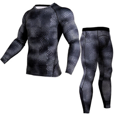 

2018 Fitness Tight Sport Suit Men Long Sleeve Shirt Pant Mens Running Set Compression Gym Clothing Quick Dry Mens Sportswear