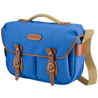 

Buckingham Billingham Hadley Pro fluorescent series of shoulder camera bag a mirror two flash blue brown leather canvas secti