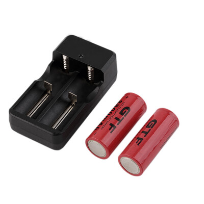 

2pcs 26650 3.7V 8800mAh Rechargeable Li-ion Battery + Charger For Flashlight