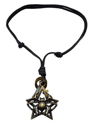 

Idealway Punk Rock Alloy Cross Spider Five Pointed Star Pendant Genuine Leather Adjustable Necklace Men Women Necklaces Jewelry Necklaces & Pendants