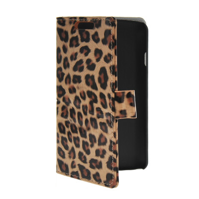 

MOONCASE Slim Leather Side Flip Wallet Card Slot Pouch Stand Shell Back Case Cover for LG F70 Leopard