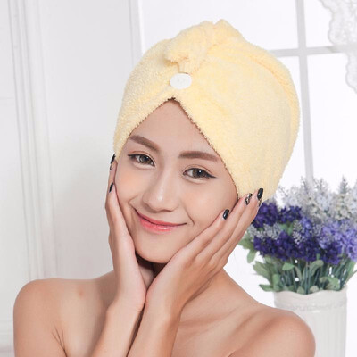 

Coral Velvet Hair Dry Hat Strong Water Absorption Triangular Towel Cap with Buckle