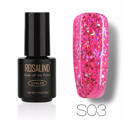 

ROSALIND Gel 1S Black Bottle 7ML Star&Moon glitter S01-12 UV LED Soak-Off Gel Nail Polish Nail Art Semi Permanent Gel Varnish