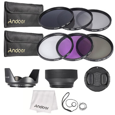 

49mm 52mm 55mm 58mm 62mm 67mm 72mm UV CPL FLD ND 2 4 8 Lens Filter Kit Pouch Hood Cap for Canon Nikon X9I6