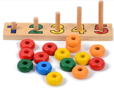 

Новая деревянная игрушка для игрушек для детей Montessori Counting Disks Stacking Sorting Board Building Раннее детство Образование Дошкольные детские подарки
