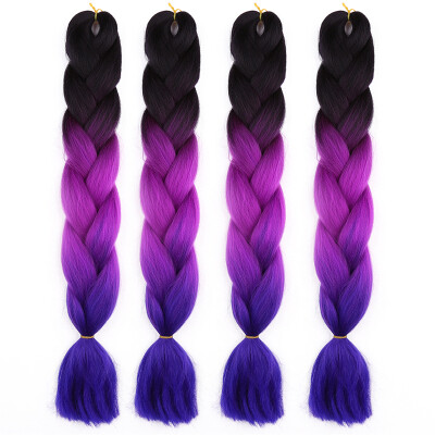 

63 Colors 4 piecelot Synthetic 2T3T4T High Temperature Fiber Ombre Braiding Hair 24 inch Jumbo Braids Hair Extensions