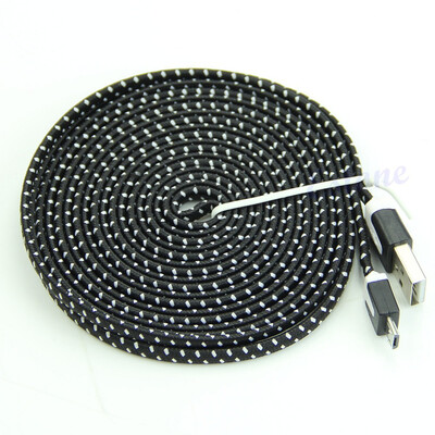 

1M 2M 3M Dual Color Strong Flat Braided Nylon Micro USB Charger Sync Data Cable For Samsung Sony HTC