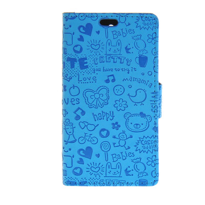 

MOONCASE Cute Little Witch Leather Side Flip Wallet Card Holder Stand Pouch ЧЕХОЛ ДЛЯ Sony Xperia Z4 Compact (Mini) Blue