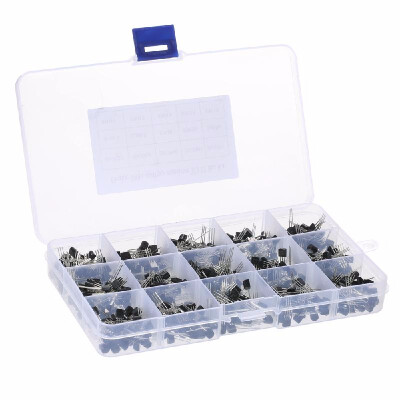 

600pcs 15Values40pcs TO-92 Transistors Pack Transistor Assortment Kit with Storage Box