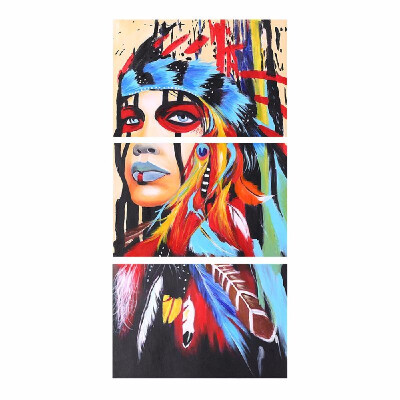 

16 24 Inches 3-Panel Unframed Waterproof Hand-Painted Oil Painting Abstract Indian Canvas Pictures Wall Art Decor for Living Roo