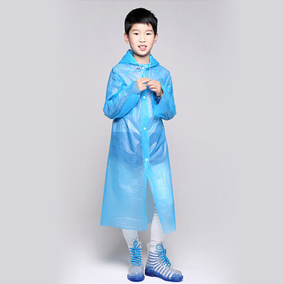 

Banjeni non-disposable childrens raincoat PEVA thickening poncho outdoor hiking travel non-disposable poncho childrens rain gear reusable 2 loaded blue