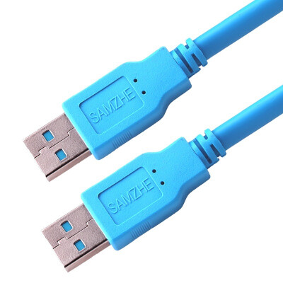 

Shanze (SAMZHE) AA-815 USB2.0 data line male to public AM / AM notebook radiator cable double-headed mobile hard disk box data cable transparent blue 1.5 m