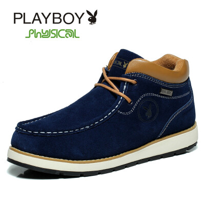 

PLAYBOY brand,Warm leather winter boots with suede,Leisure with cotton,Male snow boots,High-top,Men's shoes