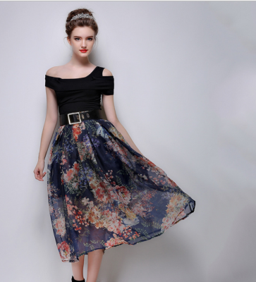 

Lovaru ™Printed temperament tutu skirt 2015 summer new chiffon dress fashion women new dress