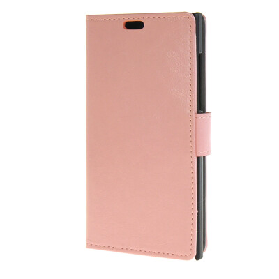 

MOONCASE Leather Wallet Card Slot Bracket Back Case Cover for BlackBerry Leap pink