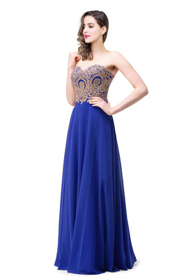 

2018 New Cheap Sweetheart Neck Burgundy Chiffon Appliques Long Prom Evening Dresses