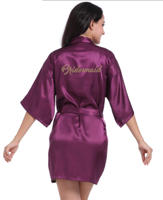 

Short Robe Bride Bridesmaid Silk Satin Kimono dressing Gown Sleepwear Bathrobe