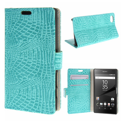 

MOONCASE ЧЕХОЛ ДЛЯ Sony Xperia Z5 Compact ( Z5 Mini ) Snake pattern Leather Flip Folio Wallet Slot Stand Azure 02