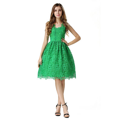 

Buenos Ninos Womens Sleeveless Fit&Flare V-neck Lace Dress Evening Gown Dress