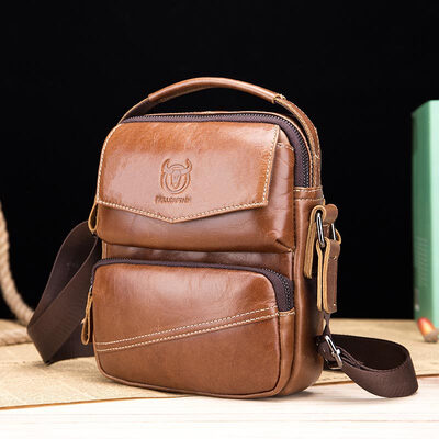 

BULL CAPTAIN 2018 Brand Leather Men Bag Casual Business Leather Mens Shoulder Messenger Bag Vintage Mens Crossbody Bag male bag