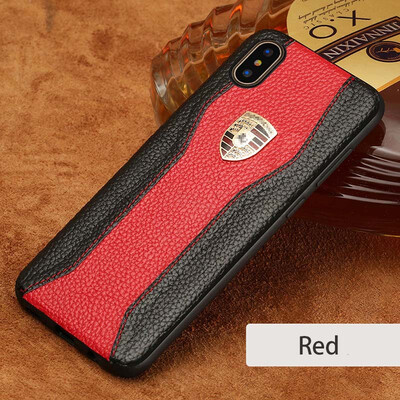 

LANGSIDI натуральный кожаный чехол для iPhone X Высокое качество Litchi Texture Car Logo Back Cover
