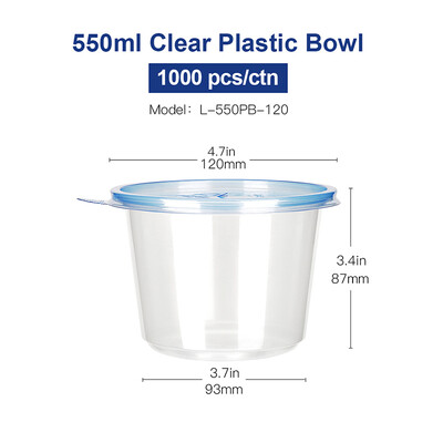 

OTOR Salad Bowl with Lid Take Away Plastic Food Container Clear Bowl Box for Fast Food Bento Microwaveable 120mm 1000pcs