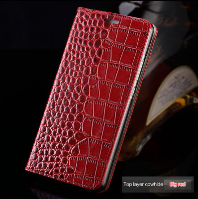 

Genuine Leather flip Case For Samsung S6 S7 S8 Plus Note 8 Crocodile Flat Texture phone cover